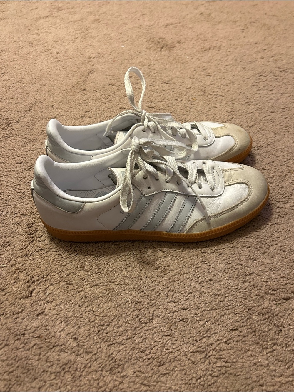 White Leather Athletic Sneakers with Gum Sole